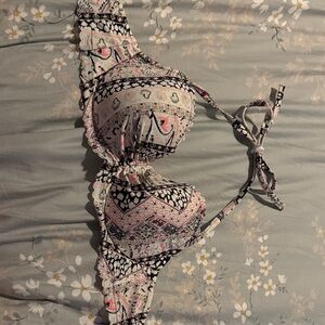 Victoria's Secret Pink and Black Patterned swim bra with underwire